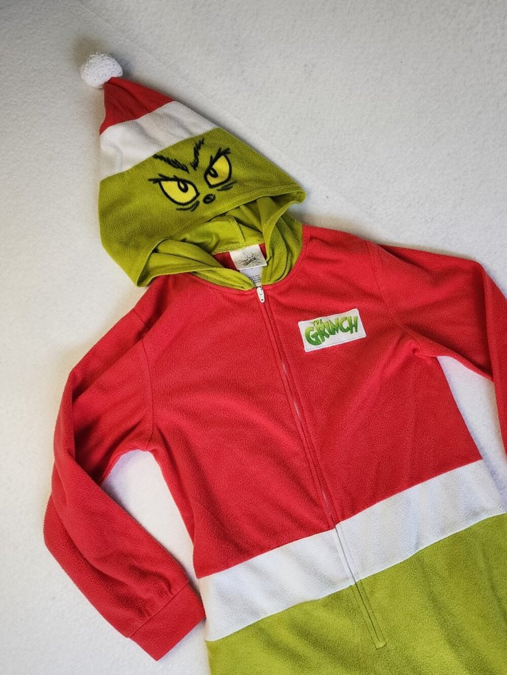 Dr. Seuss The Grinch Kids Fleece Union Suit Pajamas Size 8 Green Onesie